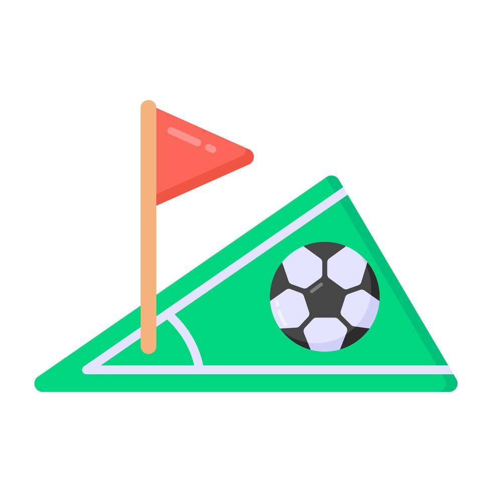 bandiera con calcio che indica un angolo di calcio in design piatto vettore