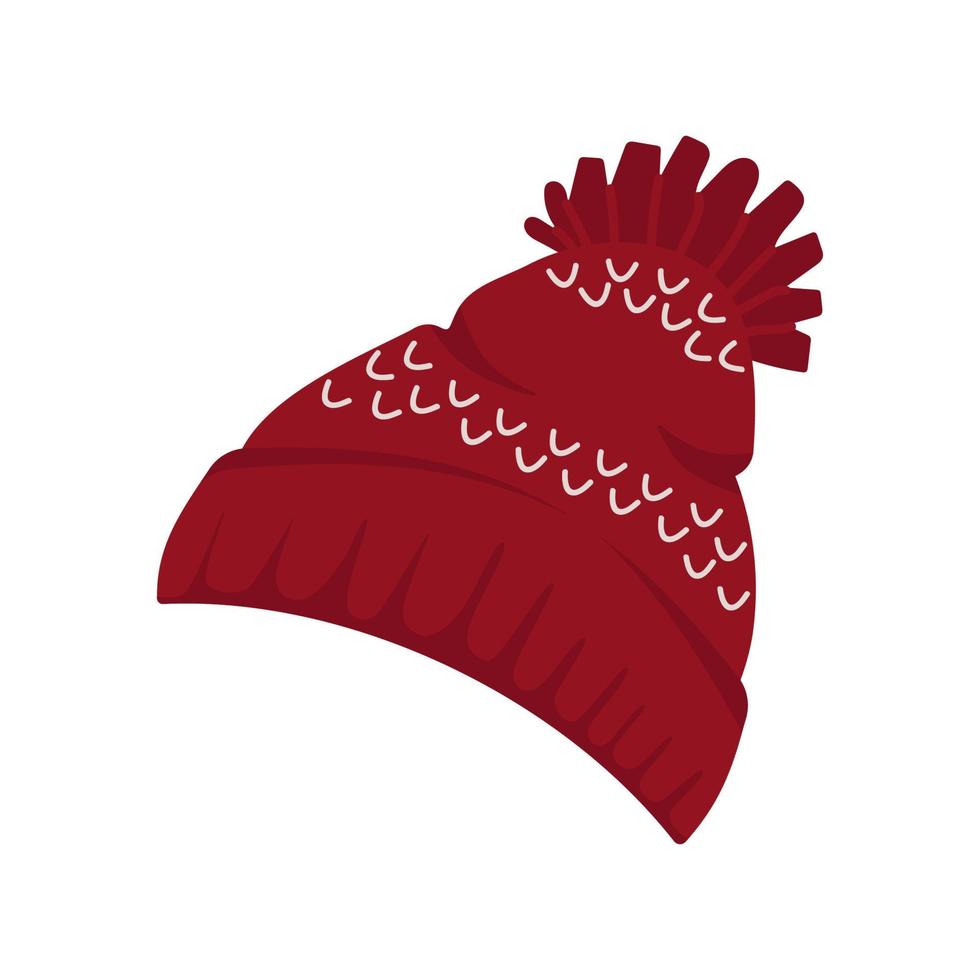 cappello invernale lavorato a maglia con motivo e pompon. illustrazione vettoriale carino. per una carta vacanza, banner, menu, volantino.