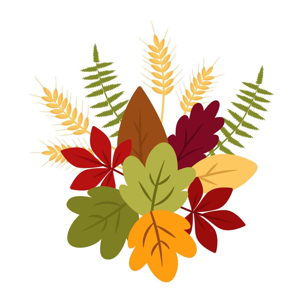 bouquet di foglie autunnali. illustrazione vettoriale isolata. per il design o la decorazione, la stampa