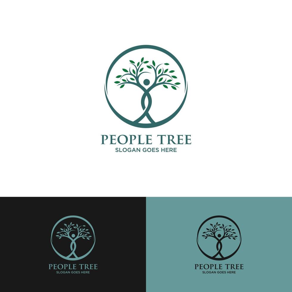 modello di progettazione di logo di concetto creativo uomo albero vettore