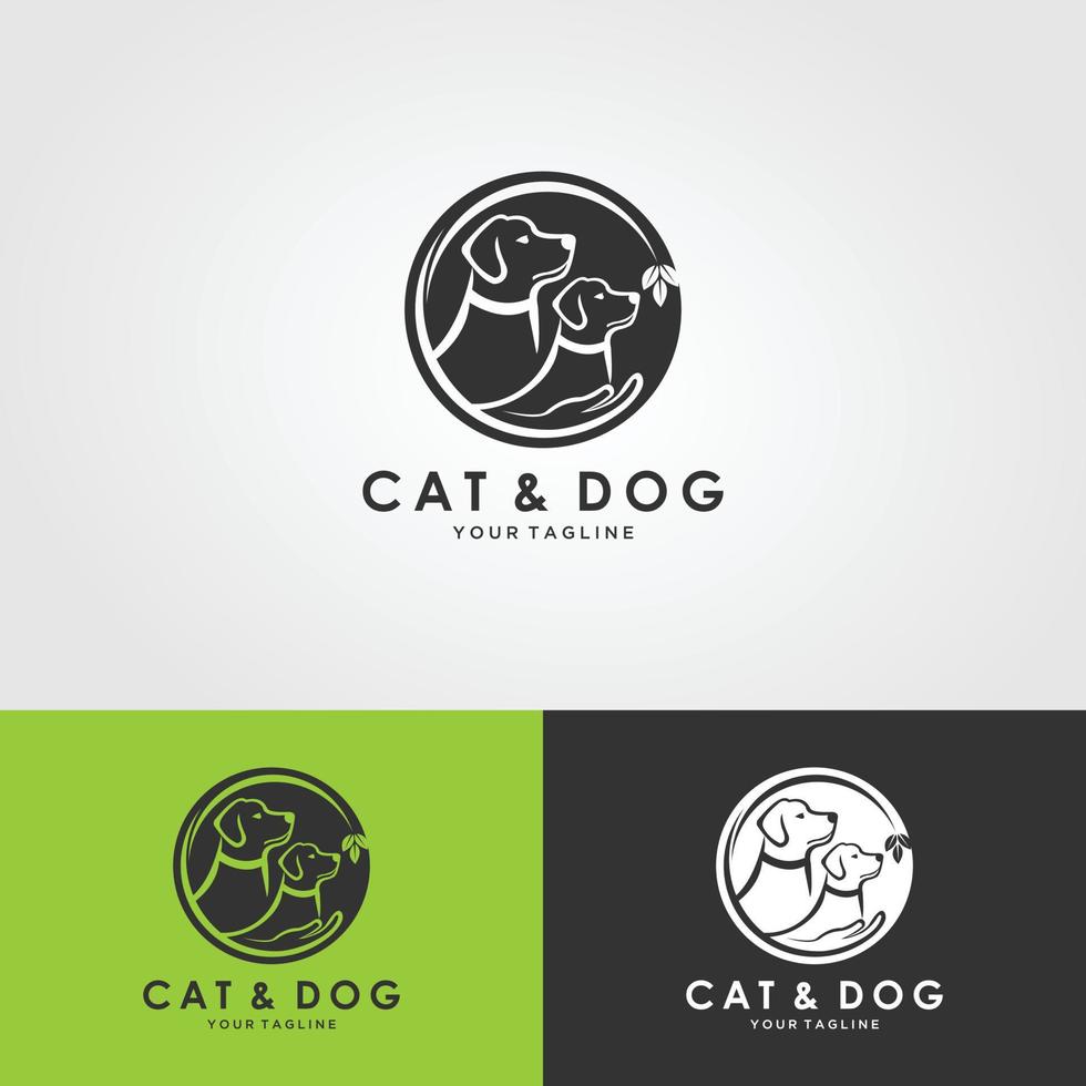 cane e gatto logo design vettoriale. vettore