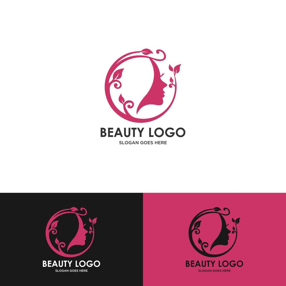 bellezza donna parrucchiere logo design sullo sfondo vettore