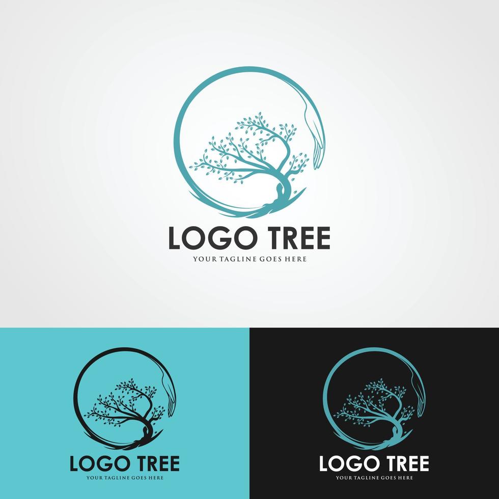 radici dell'illustrazione del logo dell'albero. sagoma di vettore dell'albero.