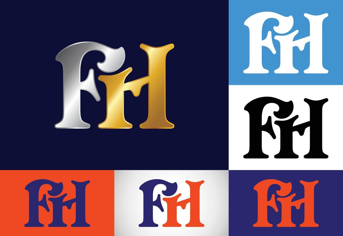 modello vettoriale di progettazione del logo iniziale della lettera fh del monogramma. design del logo della lettera f