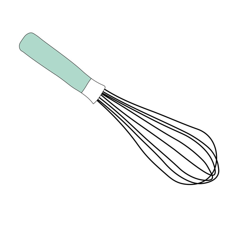 frusta per montare nell'illustrazione delle azione di vettore della cucina. una frusta è una scopa per montare la panna. Isolato su uno sfondo bianco.