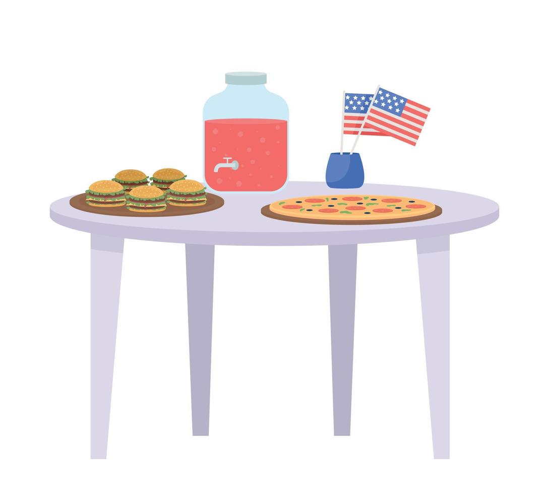 bordo festivo con bandiera americana oggetto vettore colore semi piatto
