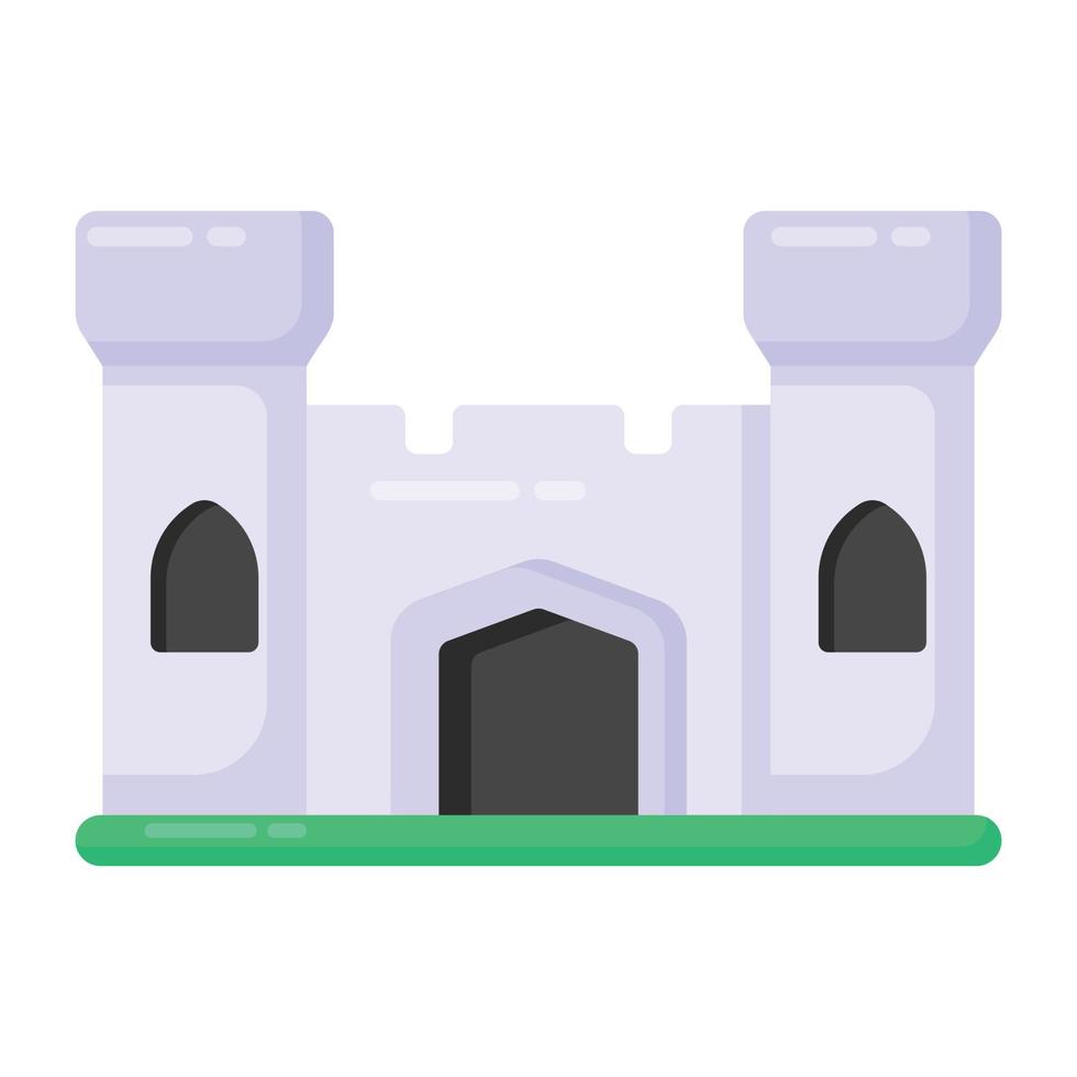 una fortezza medievale in un'icona piatta vettore
