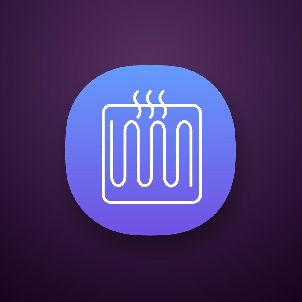 icona dell'app elemento riscaldante a pavimento. impianto di riscaldamento a pavimento. stufa. interfaccia utente ui ux. applicazione web o mobile. illustrazione vettoriale isolato