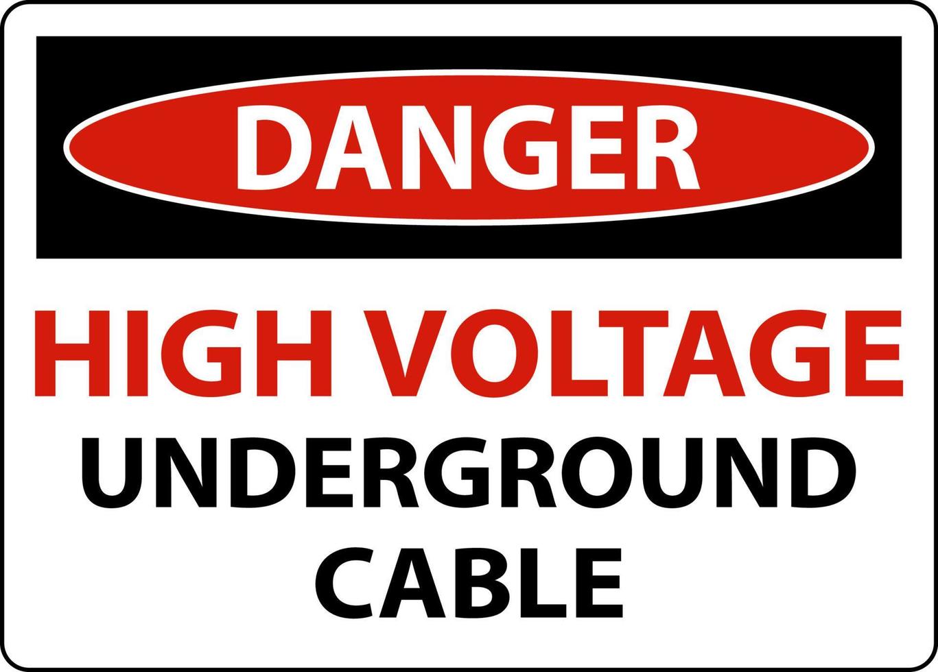 Pericolo di cavo ad alta tensione sotterraneo segno su sfondo bianco vettore