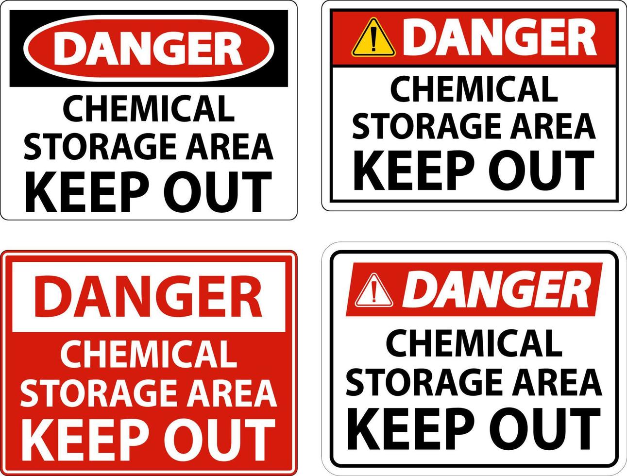 etichetta di pericolo area di stoccaggio di sostanze chimiche tenere fuori il cartello vettore