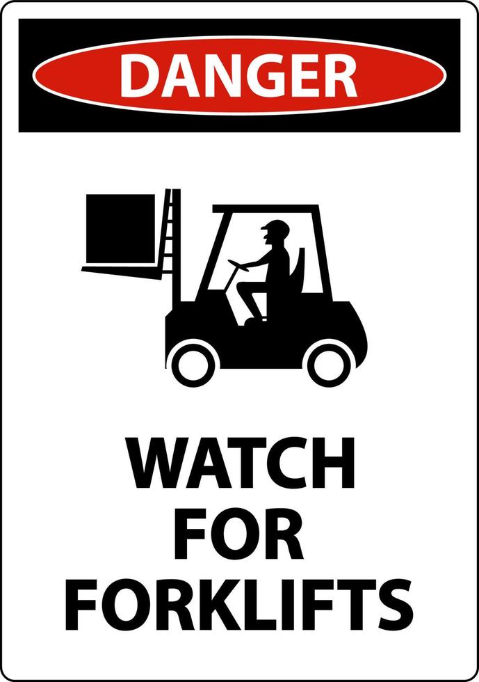 orologio di pericolo per i carrelli elevatori segno su sfondo bianco vettore