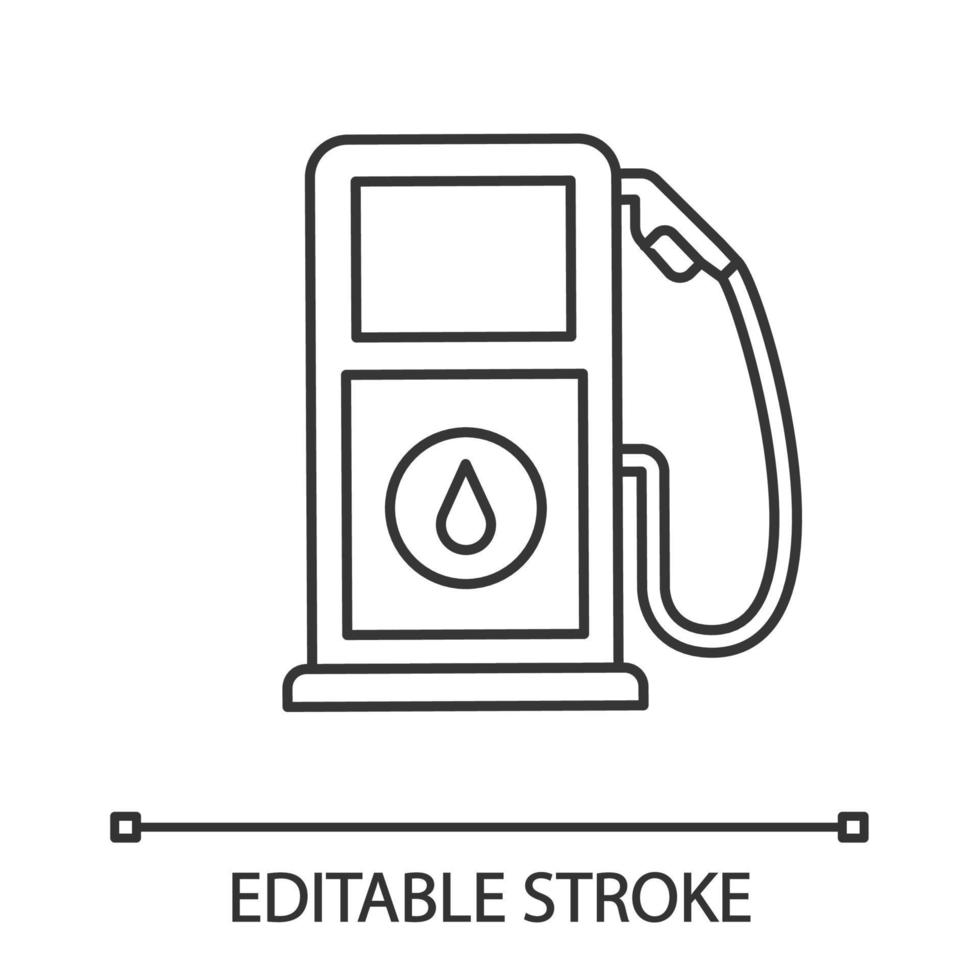 icona lineare della stazione di rifornimento. pompa di benzina. illustrazione al tratto sottile. supporto per benzina. stazione di servizio. simbolo di contorno. disegno di contorno isolato vettoriale. tratto modificabile vettore