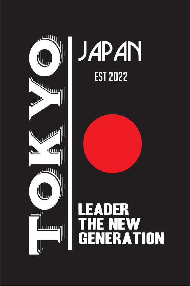 poster design con le parole tokyo japan e il leader della nuova generazione su sfondo nero vettore