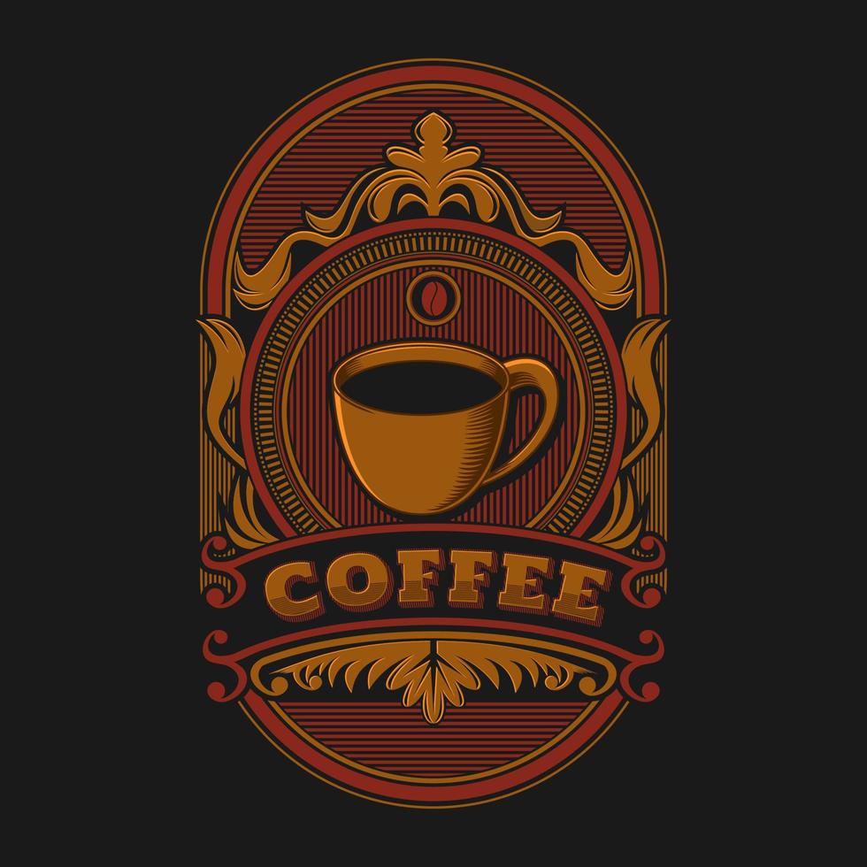 illustrazione di vettore di logo retrò vintage cornice caffè