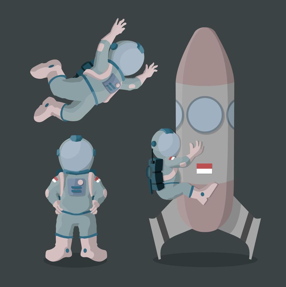 design piatto del personaggio dell'astronauta vettore