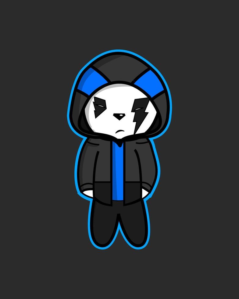 design di personaggi dei cartoni animati di panda cool vettore