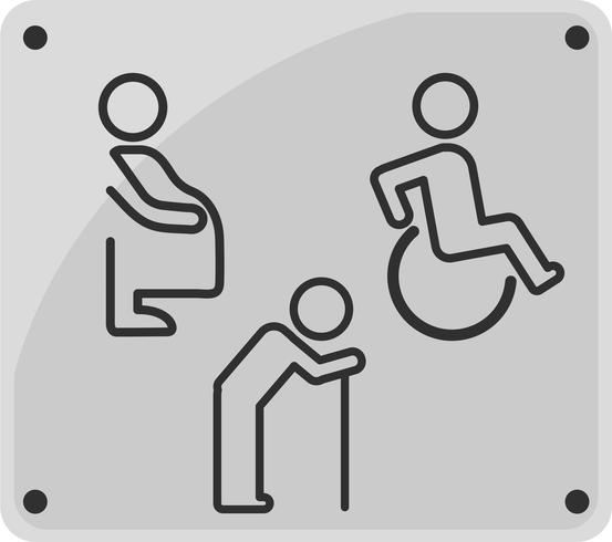 Icona della linea di segno di servizi igienici. persona disabile, donna incinta e vecchio. vettore