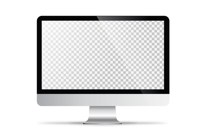 mockup davanti al monitor che sembra realistico con schermo trasparente vettore