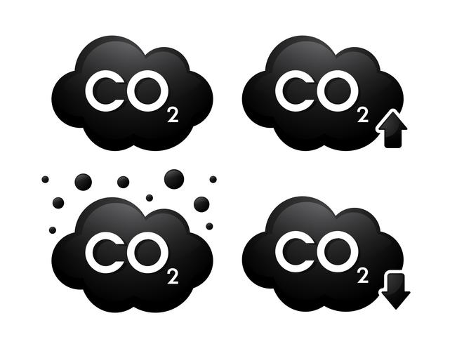 Icone 3D di gas cabondioxide. Illustrazione vettoriale