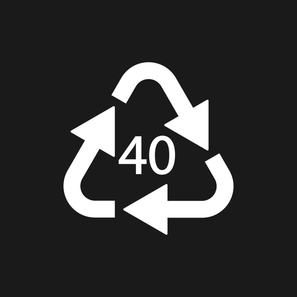simbolo del riciclaggio della plastica fe 40, plastica da imballaggio. illustrazione vettoriale