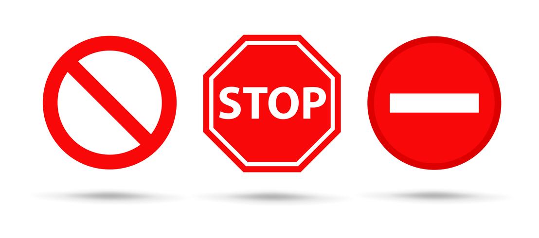 Red Sing Stop e simbolo di avvertimento Vector. Isolare su sfondo bianco. vettore