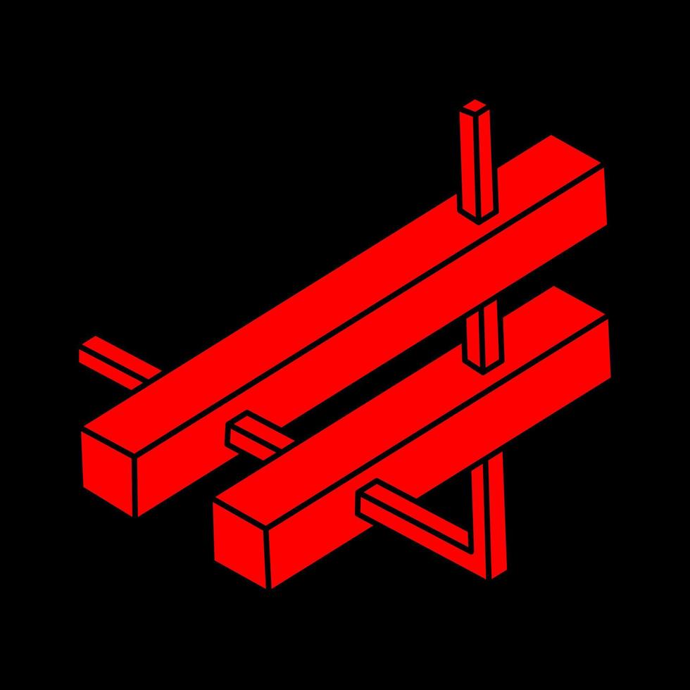 logo illusione ottica. vettore di forme impossibili. oggetti d'arte ottica. figure geometriche. paradosso.