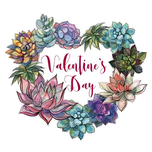 Cuore succulento San Valentino. Buon San Valentino. Cartolina vettore