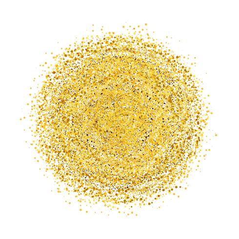 Cerchio di glitter oro con piccole particelle. sfondo astratto con scintillii dorati su sfondo bianco. vettore
