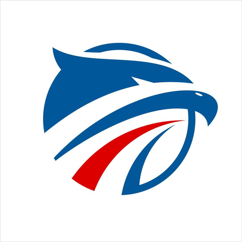logo della testa di falco blu rosso rotondo astratto semplice vettore
