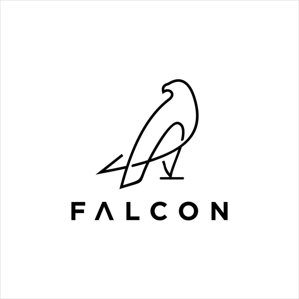 Falcon logo design uccello vettore semplice linea moderna arte design nero