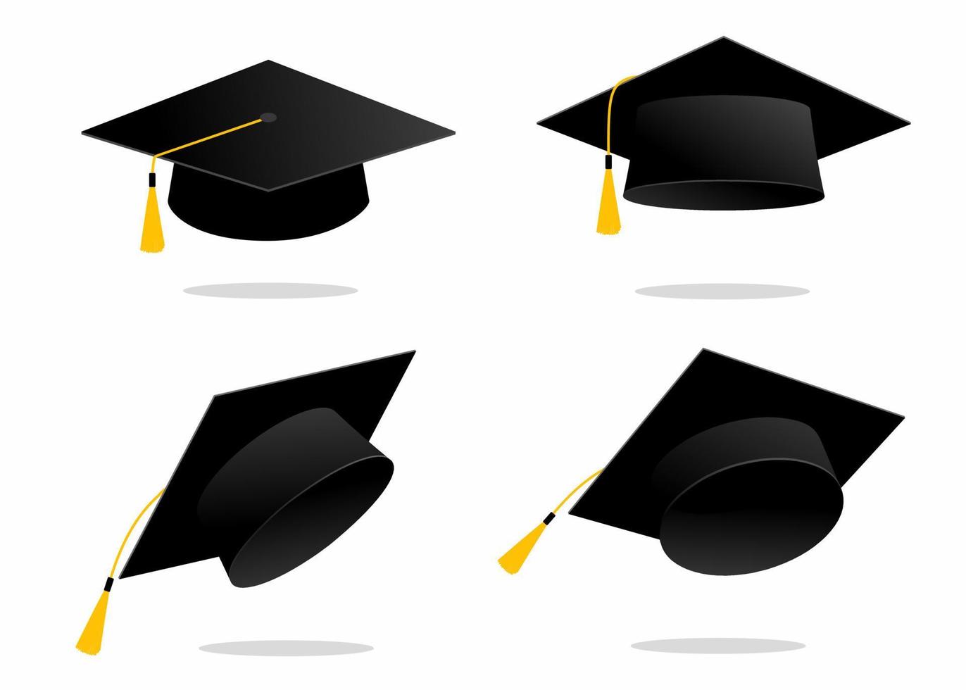 set di illustrazione vettoriale cappello graduato nero. tappo di graduazione isolato su sfondo bianco