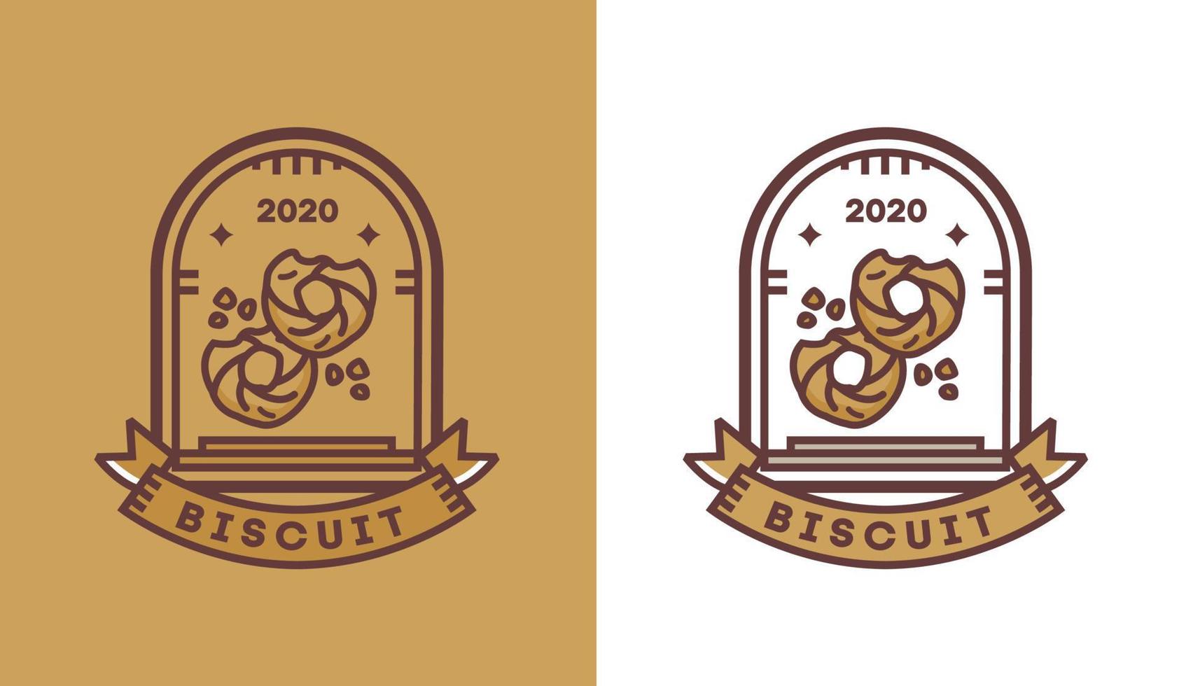 design con logo biscotto, pasticcini vintage moderni per il logo del caffè, adatti per il settore alimentare e delle bevande vettore