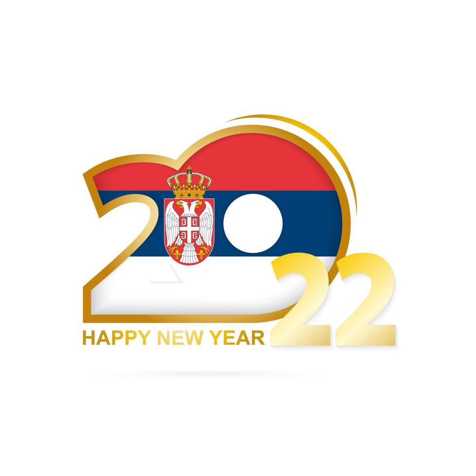 anno 2022 con motivo bandiera serbia. felice anno nuovo design. vettore