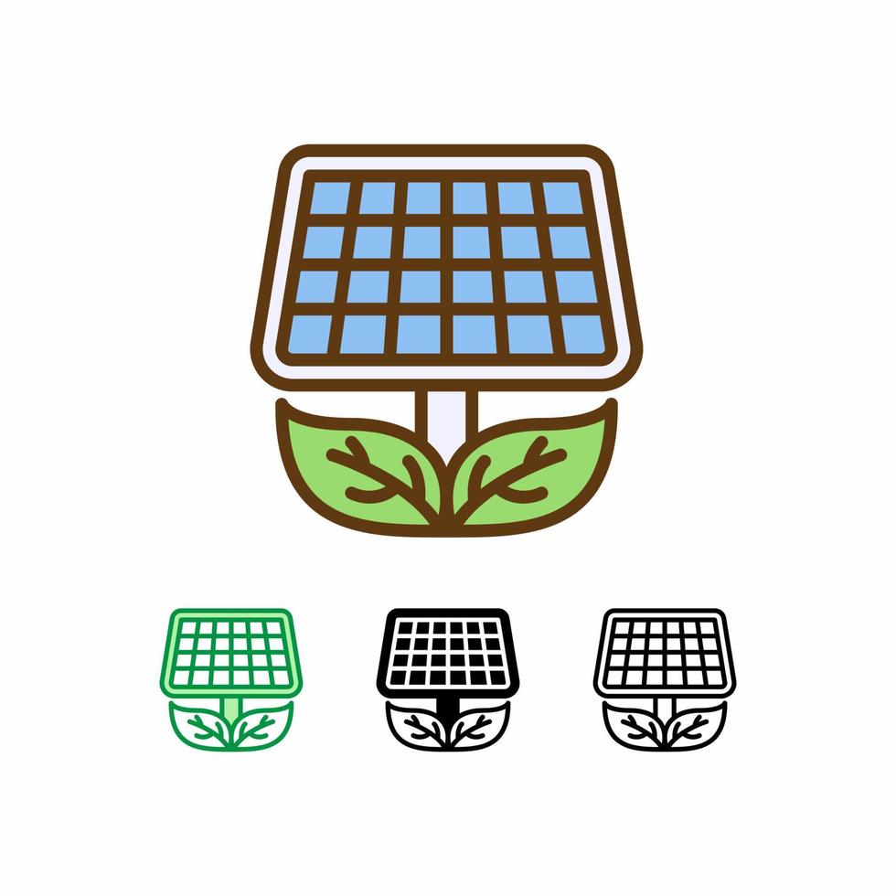 icona del vettore di energia solare isolata su sfondo bianco. icona di ecologia. linea piena, contorno, icona solida. segni e simboli possono essere utilizzati per web, logo, app mobile, ui, ux