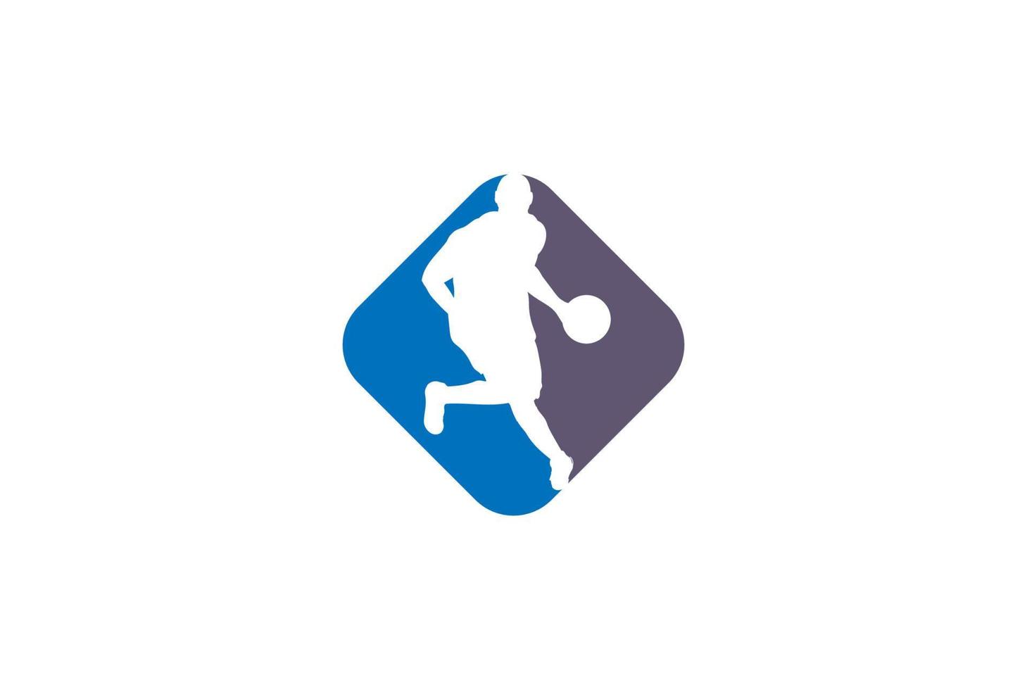 silhouette maschile uomo che dribbling per squadra di basket sport club o campionato concorrenza logo design vector