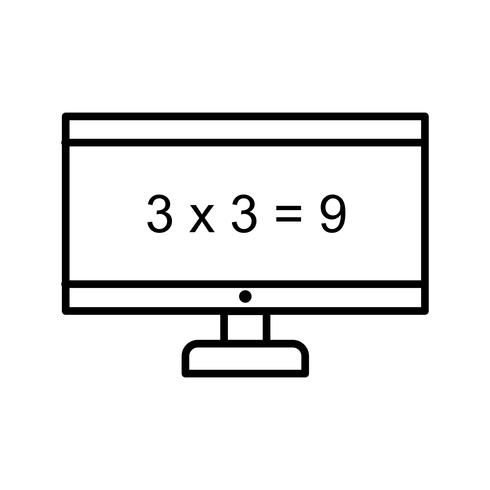 Matematica in computer Icona bella linea nera vettore