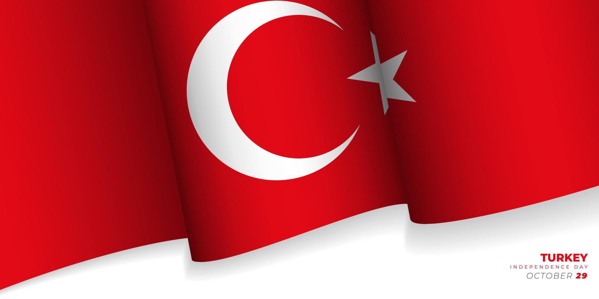 sventolando l'illustrazione di vettore della bandiera della Turchia. giorno dell'indipendenza della Turchia.