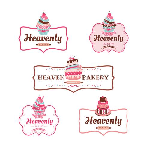 collezione di design logo panetteria cupcakes vettore