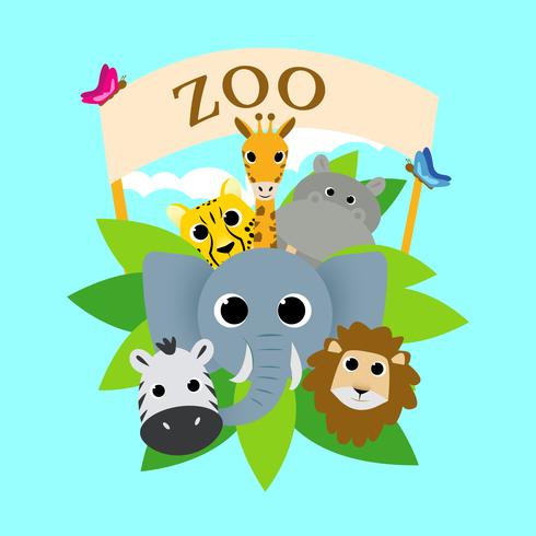 Illustrazione di vettore del gruppo animale sveglio dello zoo