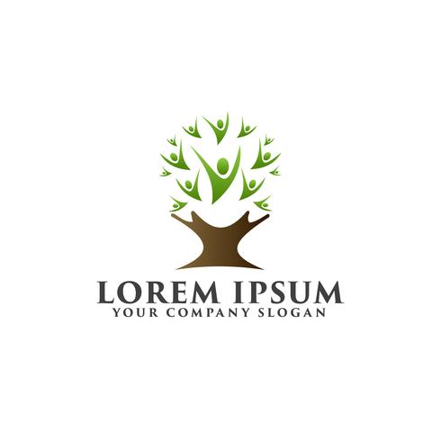 logo persone albero. Loghi naturali concept design vettore