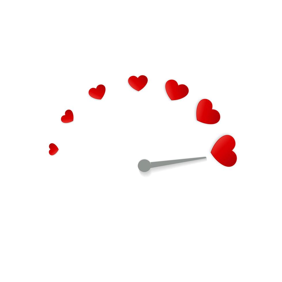 biglietto di San Valentino con design del concetto di misura dell'amore su sfondo bianco adatto per carte, cartoline, promozione. illustrazione vettoriale del misuratore di amore minimalista