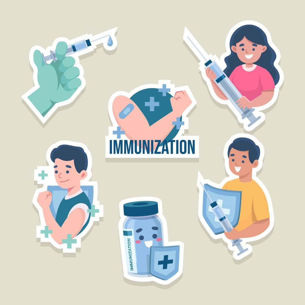 set di adesivi per l'immunizzazione mondiale vettore