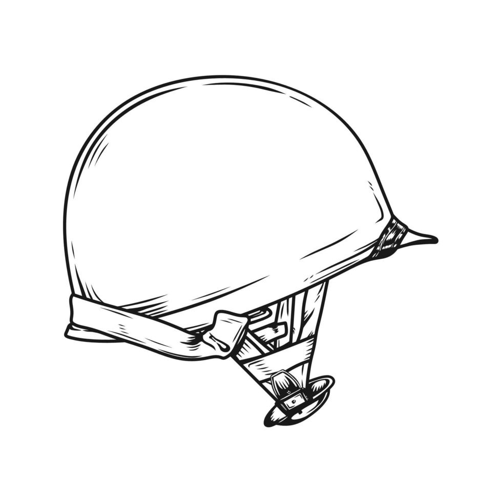 illustrazione vettoriale di casco militare disegnato a mano su sfondo bianco