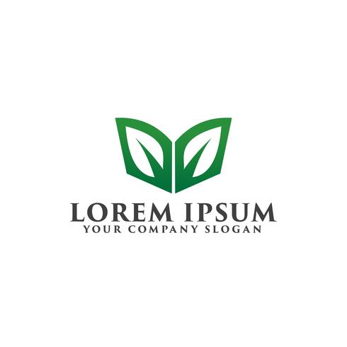 logo del libro verde foglia. modello di concetto di educazione logo design vettore