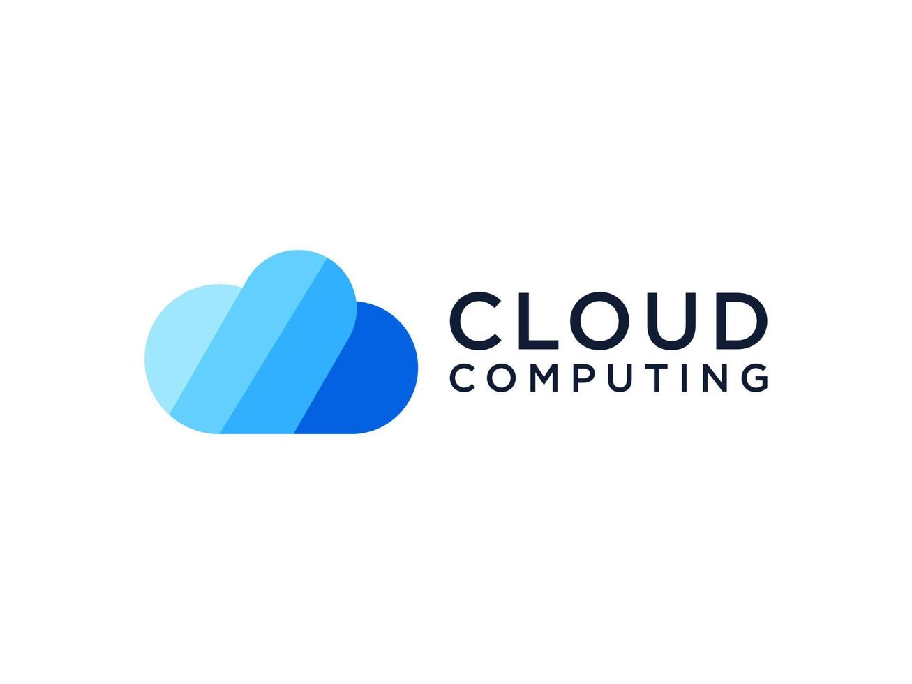 logo astratto della nuvola. cloud computing di forma blu isolato su sfondo bianco. utilizzabile per loghi aziendali e tecnologici. elemento del modello di progettazione logo vettoriale piatto.