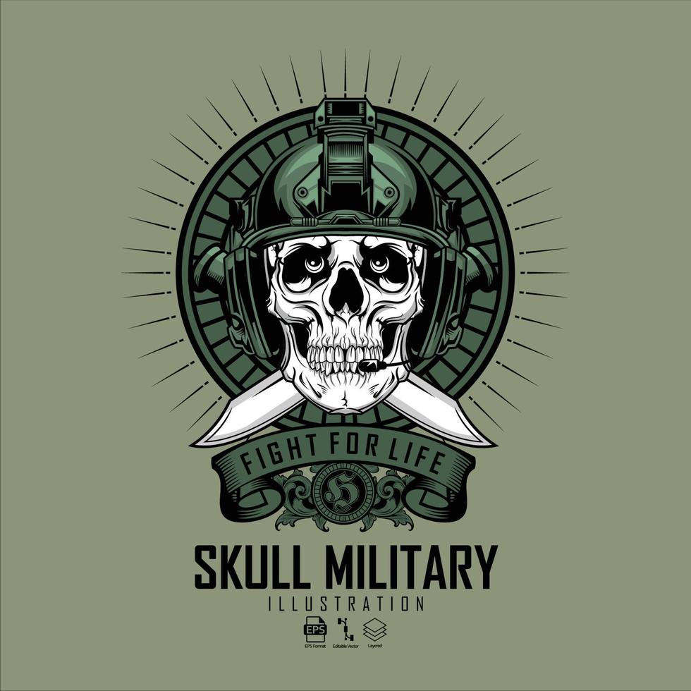 illustrazione militare del cranio, formato pronto eps 10.eps vettore