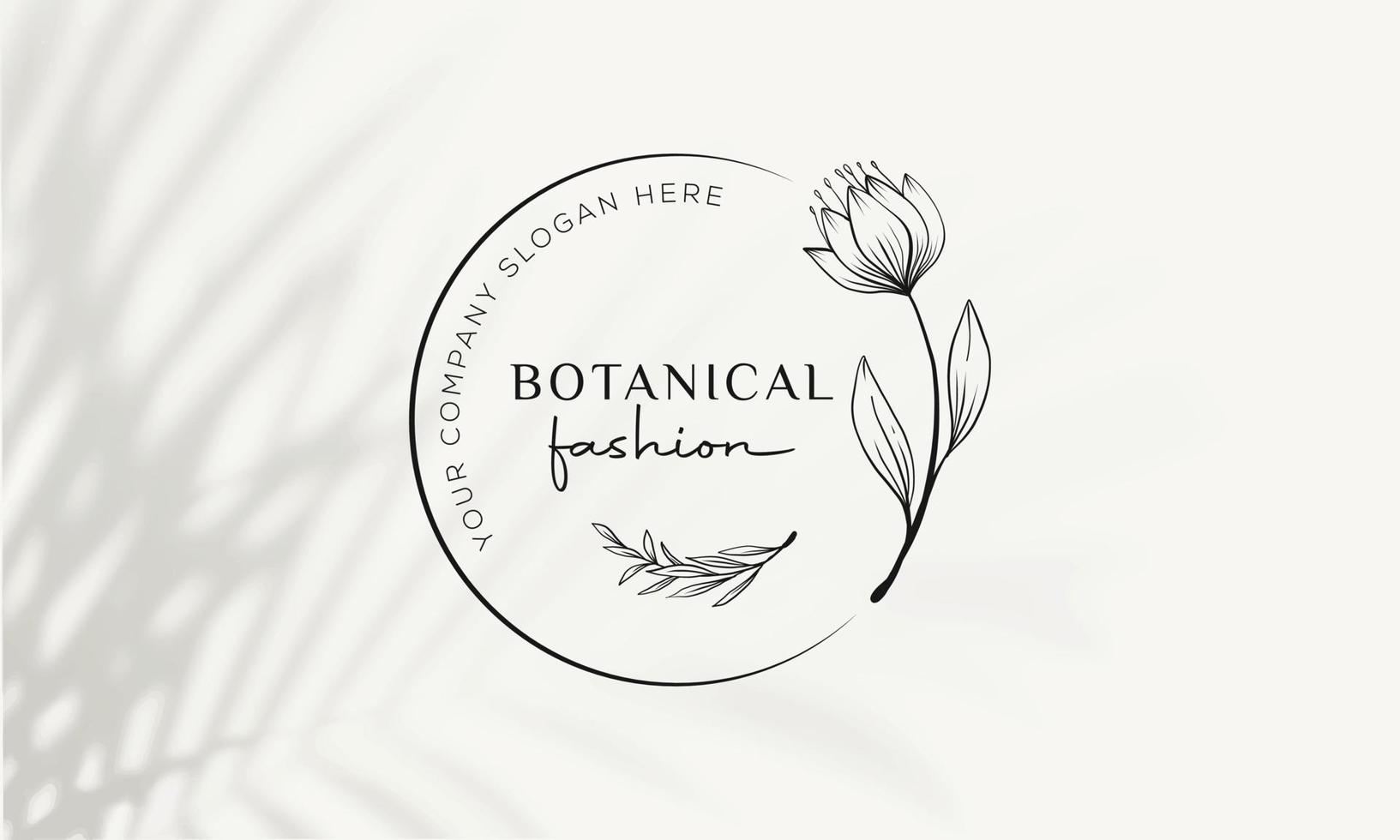 logo disegnato a mano di elemento floreale botanico con fiori selvatici e foglie. logo per spa e salone di bellezza, boutique, negozio biologico, matrimonio, designer floreale, interni, fotografia, cosmetici. vettore