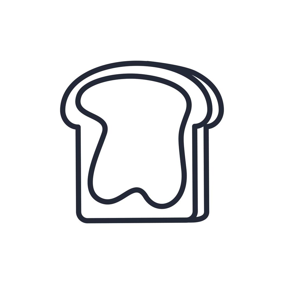 icona elegante linea sottile di pane tostato su sfondo bianco - vettore