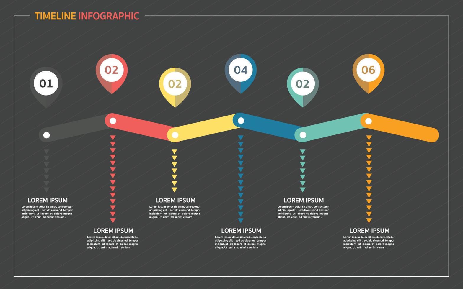 modello di sequenza temporale orizzontale con 7 giorni, infografica timeline.infografica timeline settimanale. vettore