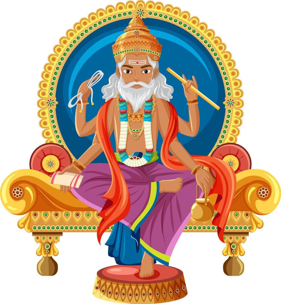dio indiano con quattro braccia sedute vettore